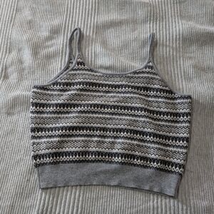 J. Crew Black and Gray Patterned Camisole